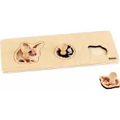 Nienhuis MONTESSORI Kinderpuzzel Knaagdieren - Houten speelgoed - Houten puzzel - Educatief speelgoed - Houten dieren speelgoed - 3 stukjes - Vanaf 2 jaar