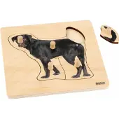 Nienhuis MONTESSORI Kinderpuzzel Hond - Hondenpuzzel - Kinderpuzzel - Houten speelgoed - Houten puzzel - Educatief speelgoed - Houten dieren speelgoed - 5 stukjes - Vanaf 2 jaar