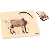 Nienhuis MONTESSORI Kinderpuzzel Geit - Houten puzzel - Educatief speelgoed - Houten dieren speelgoed - 4 stukjes - Vanaf 2 jaar