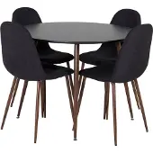 Ebuy24 PlazaBLWA100 eethoek eetkamertafel zwart en 4 Polar eetkamerstal zwart.
