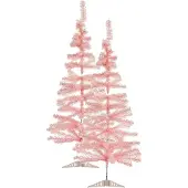 Krist+ 2x stuks kleine lichtroze kerstbomen van 120 cm - Kunstkerstboom