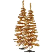 Krist+ 2x stuks kleine gouden kerstbomen van 120 cm - Kunstkerstboom