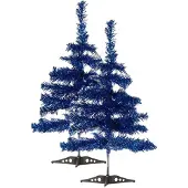Krist+ 2x stuks kleine ijsblauwe kerstbomen van 60 cm - Kunstkerstboom