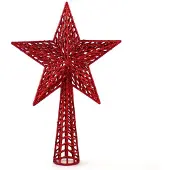 Gerimport Kunststof kerstboom ster piek rood 27 cm - Kerstpieken - kerstboompieken