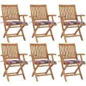vidaXL Tuinstoelen 6 st inklapbaar met kussens massief teakhout