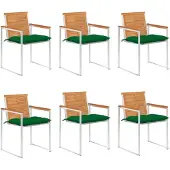 vidaXL Tuinstoelen 6 st met kussens massief acaciahout