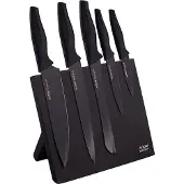 Altom Design zwart magnetisch messenblok met 5 zwarte messen - Ergonomische handgrepen - Prachtig design - Modern en elegant - Met 5 zwarte messen