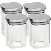 Gerimport Gerim - Voedsel/etenswaren 4x voorraadpotten 1400ml glas en RVS deksel