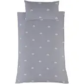 Sleepdown kinderdekbedovertrek Wolkjes - grijs - microvezel