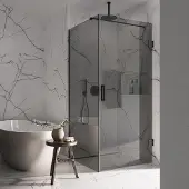 Saniclear Modern Nero rookglas douchecabine 90x70cm met 70cm deur anti-kalk zwart mat