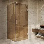 Saniclear Modern Exclusive brons glas douchecabine 120x80cm met 80cm deur anti-kalk RVS