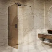 Saniclear Bronze inloopdouche brons glas 100x200cm mat zwart