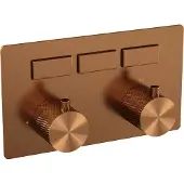 Brauer Carving 3-weg Inbouwthermostaat Met Drukknoppen - Geborsteld Koper PVD - Kranen, Badkranen, Inbouw Badkranen - 8720724508539