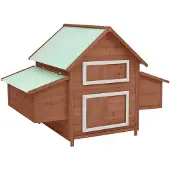 vidaXL Kippenhok 150x96x110 cm massief vurenhout mokkakleurig en wit