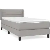 vidaXL Boxspring met matras stof lichtgrijs 100x200 cm
