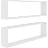 vidaXL Wandschappen kubus 2 st 100x15x30 cm bewerkt hout wit