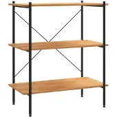 vidaXL 3-laags stellingkast zwart en eiken 80x40x92 cm