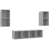 vidaXL Tv-wandmeubelen 4 st bewerkt hout betongrijs
