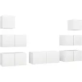 vidaXL 7-delige Tv-meubelset bewerkt hout wit