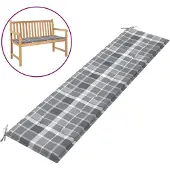 vidaXL Tuinbankkussen 200x50x3 cm oxford stof ruitpatroon grijs