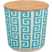 Wenko opbergpot 500 ml keramiek/bamboe wit/blauw/naturel