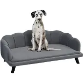PawHut hondenbank met rugleuning, huisdierenbank, hondenbed, kattenbank, zacht