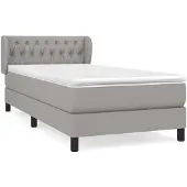 vidaXL Boxspring met matras stof lichtgrijs 100x200 cm