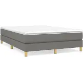 vidaXL Boxspring bed stof donkergrijs 140x190 cm