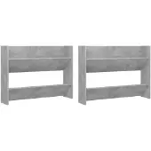 vidaXL Wandschoenenkasten 2 st 80x18x60 cm spaanplaat betongrijs