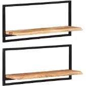 vidaXL Wandschappen 2 st 80x25x35 cm massief acaciahout en staal