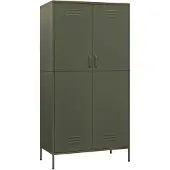 vidaXL Kledingkast 90x50x180 cm staal olijfgroen