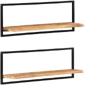 vidaXL Wandschappen 2 st 100x24x35 cm massief acaciahout en staal