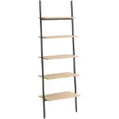 vidaXL Ladderrek met 5 schappen 64x34x185,5 cm lichtbruin en zwart