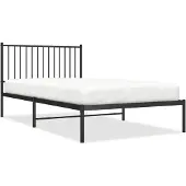 vidaXL Bedframe met hoofdbord metaal zwart 107x203 cm