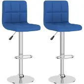 vidaXL Barkrukken 2 st stof blauw