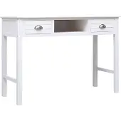 vidaXL Bureau 108x45x76 cm massief paulowniahout wit