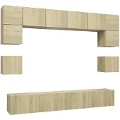 vidaXL 8-delige Tv-meubelset bewerkt hout sonoma eikenkleurig