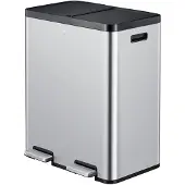 EKO - Essential 1 Recycler pedaalemmer 30+30 liter - Stainless Steel Plastic - mat RVS - Prullenbak