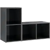 vidaXL TV-kastjes, 2 stuks, hoogglanzend grijs, 72x35x36,5 cm, houtvezel