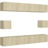 vidaXL 6-delige Tv-meubelset bewerkt hout sonoma eikenkleurig