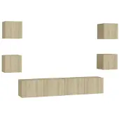 vidaXL 6-delige Tv-meubelset bewerkt hout sonoma eikenkleurig