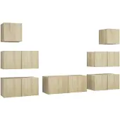 vidaXL 7-delige Tv-meubelset bewerkt hout sonoma eikenkleurig