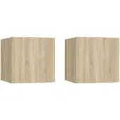 vidaXL Nachtkastjes 2 st 30,5x30x30cm bewerkt hout sonoma eikenkleurig