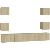 vidaXL 6-delige Tv-meubelset bewerkt hout sonoma eikenkleurig