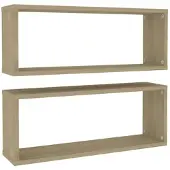 vidaXL Wandschappen kubus 2 st 60x15x23 cm bewerkt hout sonoma eiken