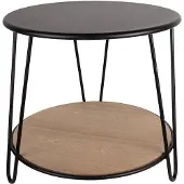 Clayre & Eef Bijzettafel Ø 50x45 cm Zwart Ijzer Hout Rond Zwart