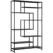 MUST Living Bookrack Harmony,190x120x35 cm, black powder coated frame with carlitto charcoal recycled leather (190x120x35 cm)