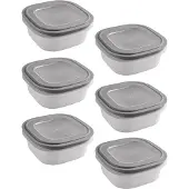 Sunware Sigma home vershoudbakjes 1.3L - Set van 6 - 18x18x7.2 cm - Grijs