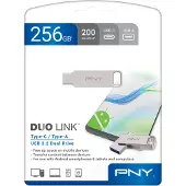 PNY USB 3.2 - - DUO LINK - Type-C/Type-A - 256 GB - Tot 200 MB/s