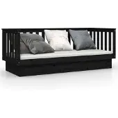 vidaXL Slaapbank 90x190 cm massief grenenhout zwart